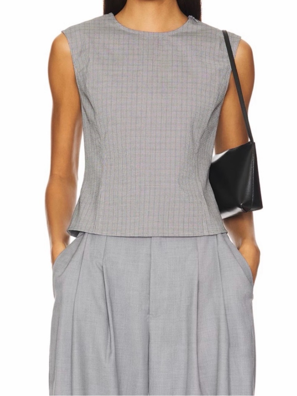 Lioness Countryside Gray Tailored Backless Tank Top in Onyx Gingham Size XS - Picture 2 of 2